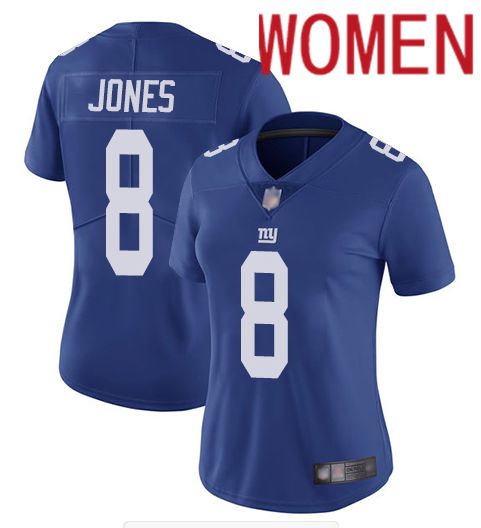 Women New York Giants #8 Jones Blue Nike Vapor Untouchable Limited NFL Jersey